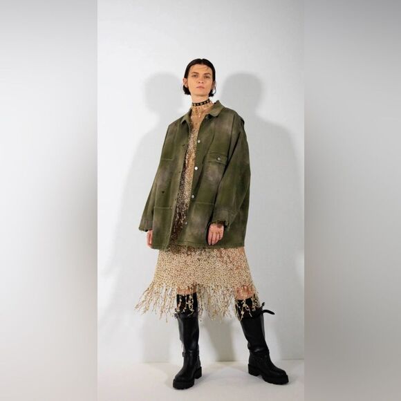 Moto Boho Style. Black Leather Jacket with White Lace Skirt - Picture 12 of 16